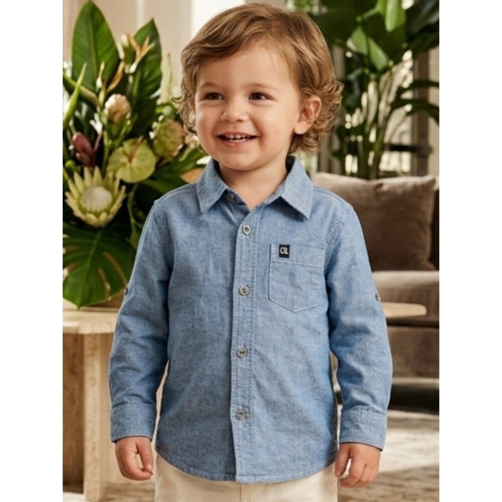 Calvin Klein Toddler Chambray Button-Down Shirt - Blue Size 24 Months